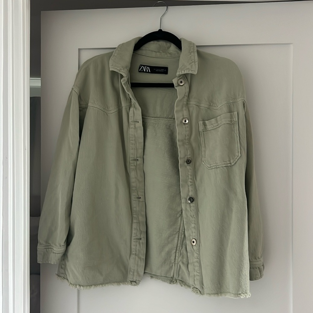 Oversized Green Denim Zara Jacket Size S